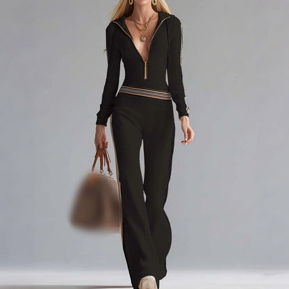 Huvtröja med V-ringning och dragkedja för damer