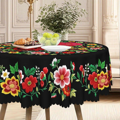 📢📢50% RABATT NU!! ⏰Mexikansk blommig duk med festongkant 🌸✨ Exotisk elegans och fläcktålighet!