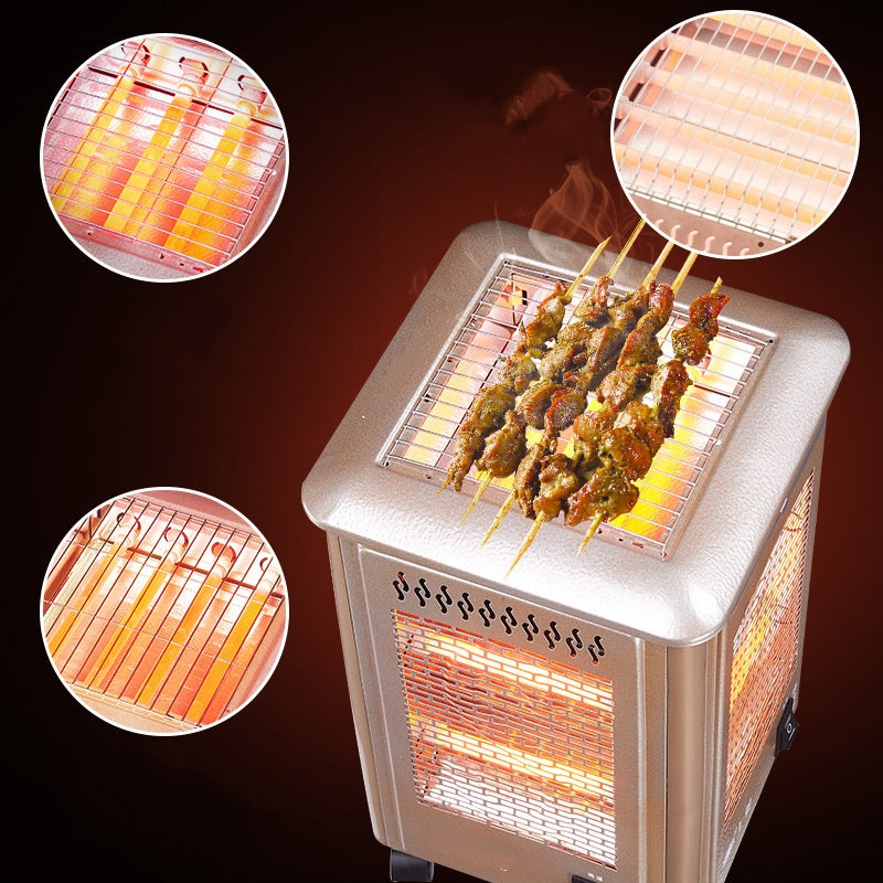 5-sidig bärbar elektrisk värmare med grillplatta