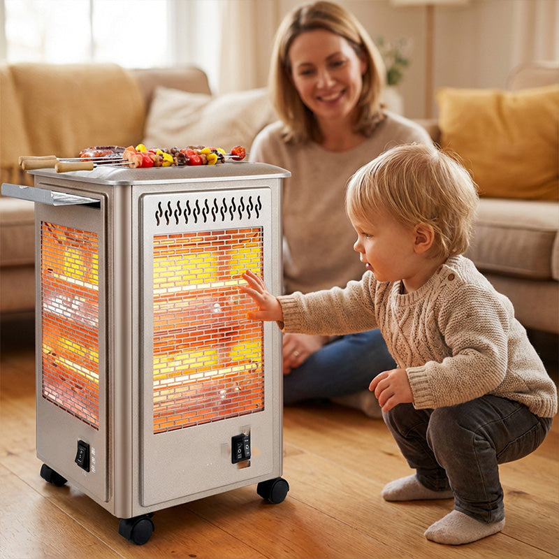 5-sidig bärbar elektrisk värmare med grillplatta