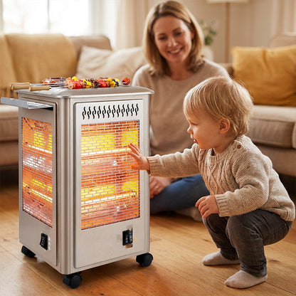 5-sidig bärbar elektrisk värmare med grillplatta