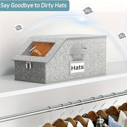 🧢60% RABATT! 🎉 Stapelbara Förvaringslådor för Kepsar – Rymdsparande, Dammtäta & Genomskinliga Sidor 📦📦