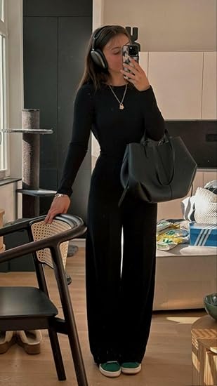 🔥SISTA DAGEN 50 % RABATT👚2025 Höstkläder för kvinnor Långärmad lounge-set med vida ben💕