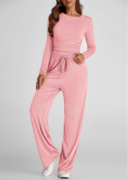 🔥SISTA DAGEN 50 % RABATT👚2025 Höstkläder för kvinnor Långärmad lounge-set med vida ben💕