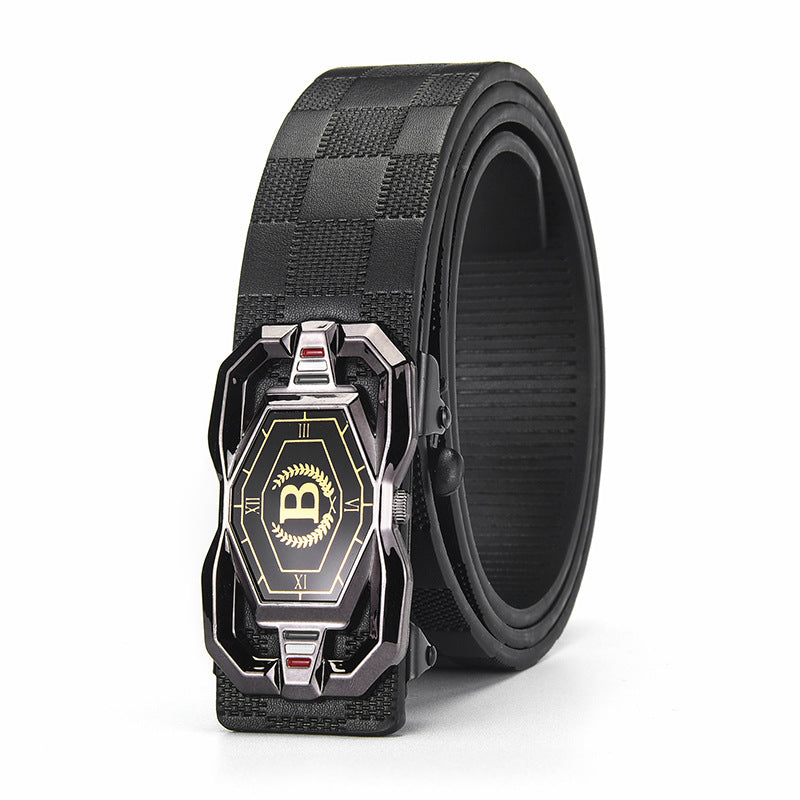 🐊Leather belt for men with elegant crocodile leather pattern, with automatic buckle and made of cowhide.