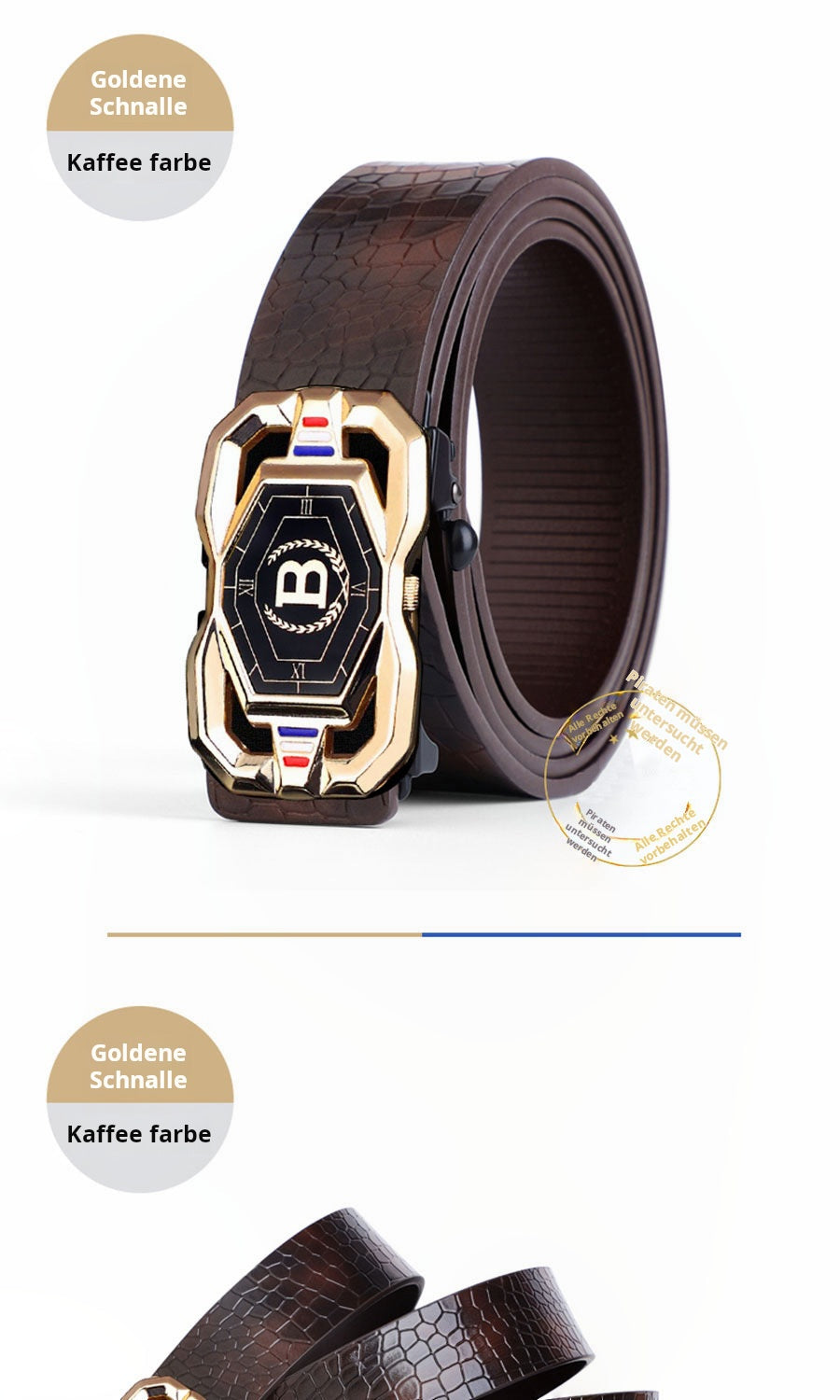 🐊Leather belt for men with elegant crocodile leather pattern, with automatic buckle and made of cowhide.