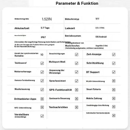 1,52'' HD-smartklocka för män – telefonsamtal och musikstyrning – flera sportlägen – vattentät enligt IP68 – lång batteritid – fitnessklocka för Android och iPhone
