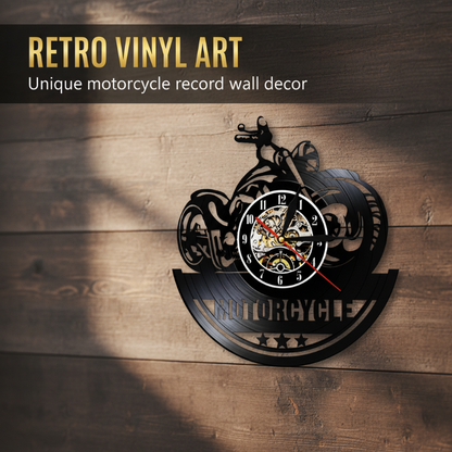 ⏳Begränsad tid 50 % rabatt⏰Retro motorcykel vinylskiva väggklocka