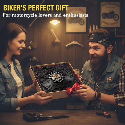 ⏳Begränsad tid 50 % rabatt⏰Retro motorcykel vinylskiva väggklocka
