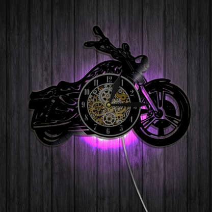 ⏳Begränsad tid 50 % rabatt⏰Retro motorcykel vinylskiva väggklocka