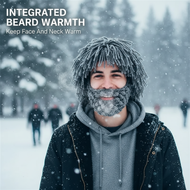 📢📢50 % rabatt!! ⏰ Punkhatt med peruk och stickad skägg – Unik stil, färdig att bära & kostymtillbehör 💥