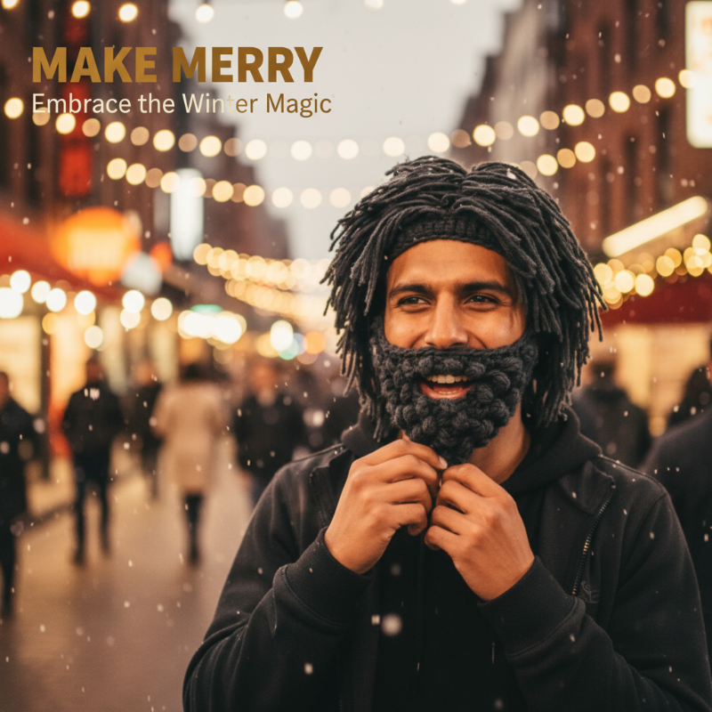 📢📢50 % rabatt!! ⏰ Punkhatt med peruk och stickad skägg – Unik stil, färdig att bära & kostymtillbehör 💥