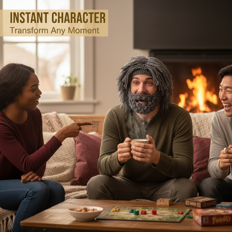 📢📢50 % rabatt!! ⏰ Punkhatt med peruk och stickad skägg – Unik stil, färdig att bära & kostymtillbehör 💥