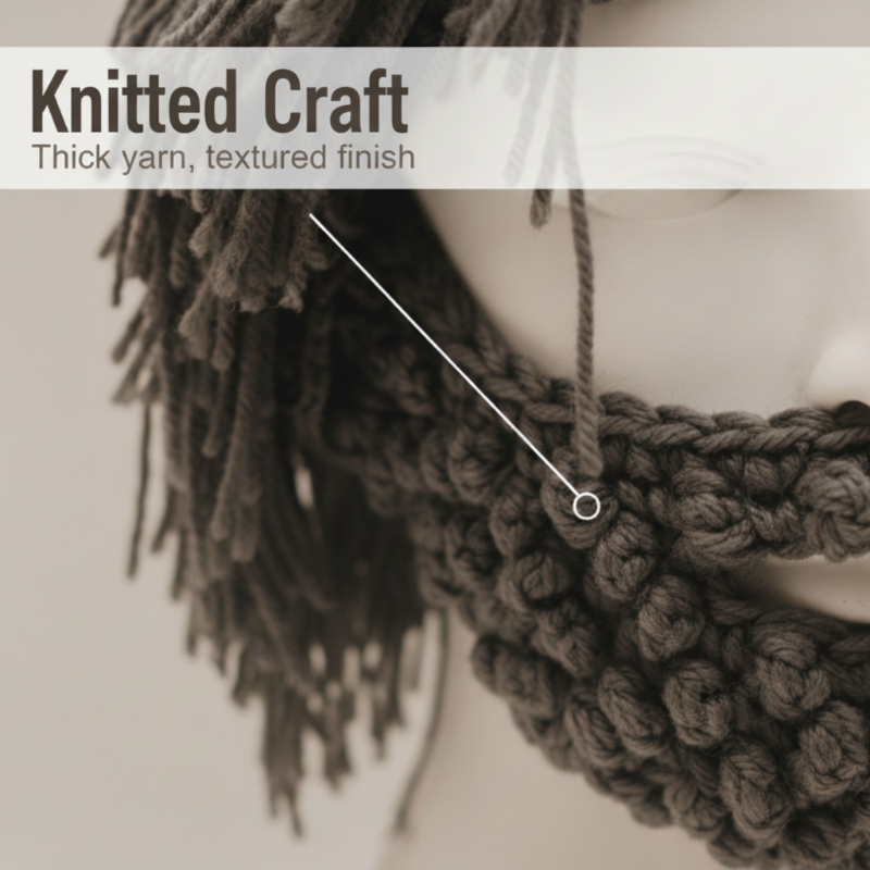 📢📢50 % rabatt!! ⏰ Punkhatt med peruk och stickad skägg – Unik stil, färdig att bära & kostymtillbehör 💥