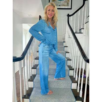 👖50% RABATT! 🌙 Denim Dreams Pyjamas – Mjuk Denim-Look, Bekväm Passform & Perfekt för Loungewear 🛌