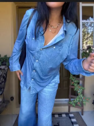 👖50% RABATT! 🌙 Denim Dreams Pyjamas – Mjuk Denim-Look, Bekväm Passform & Perfekt för Loungewear 🛌