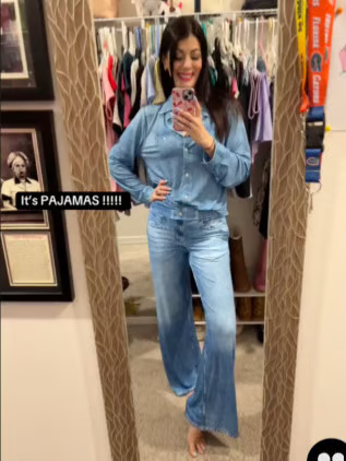 👖50% RABATT! 🌙 Denim Dreams Pyjamas – Mjuk Denim-Look, Bekväm Passform & Perfekt för Loungewear 🛌