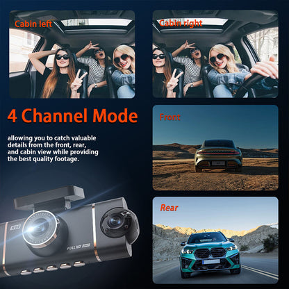 🚗📹 50% RABATT! | 4-kanals HD Dashcam – Fram, Interiör & Bak, 1080P, WiFi & GPS!