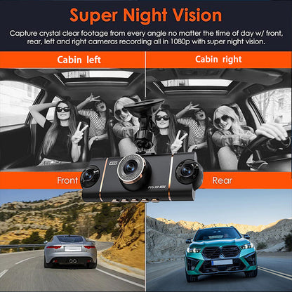 🚗📹 50% RABATT! | 4-kanals HD Dashcam – Fram, Interiör & Bak, 1080P, WiFi & GPS!