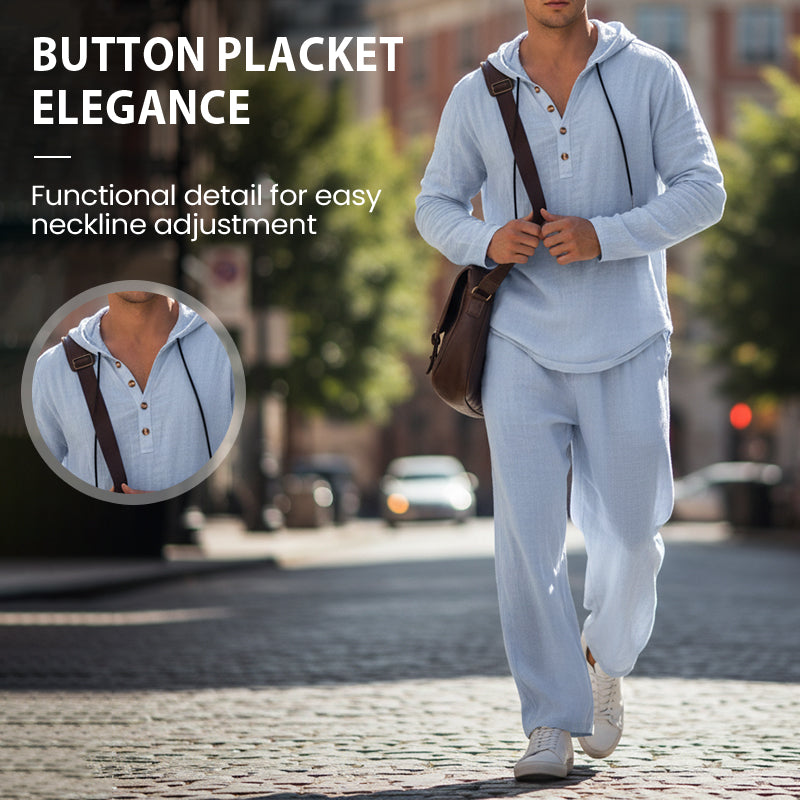 🔈🔈TIDSBEGRÄNSAT ERBJUDANDE - 60% RABATT🔥Herrset med huva, lös topp och byxor, 2-delat