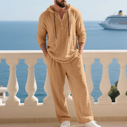 🔈🔈TIDSBEGRÄNSAT ERBJUDANDE - 60% RABATT🔥Herrset med huva, lös topp och byxor, 2-delat