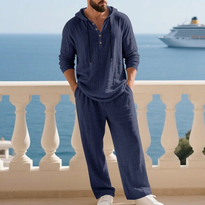 🔈🔈TIDSBEGRÄNSAT ERBJUDANDE - 60% RABATT🔥Herrset med huva, lös topp och byxor, 2-delat