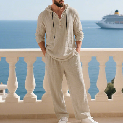 🔈🔈TIDSBEGRÄNSAT ERBJUDANDE - 60% RABATT🔥Herrset med huva, lös topp och byxor, 2-delat