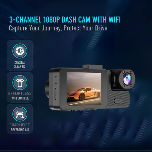 🔥 50 % rabatt 🚗 3-kanals Full HD 1080P-bilkamera med Wi-Fi