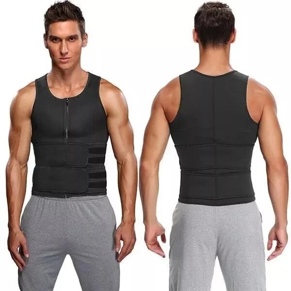 🔥Shapewear-saunaväst för män, midjetränare med dubbelt bälte🔥