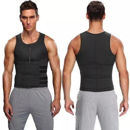 🔥Shapewear-saunaväst för män, midjetränare med dubbelt bälte🔥