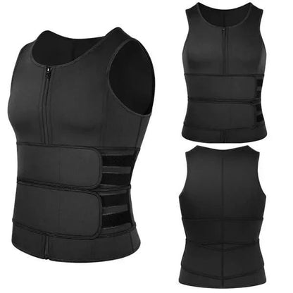 🔥Shapewear-saunaväst för män, midjetränare med dubbelt bälte🔥