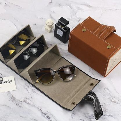 👓 50% RABATT! 🕶️ Glasögonfodral i Läder – Rymmer Flera Glasögon, Mjuk Insida & Perfekt För Förvaring & Resor 🧳