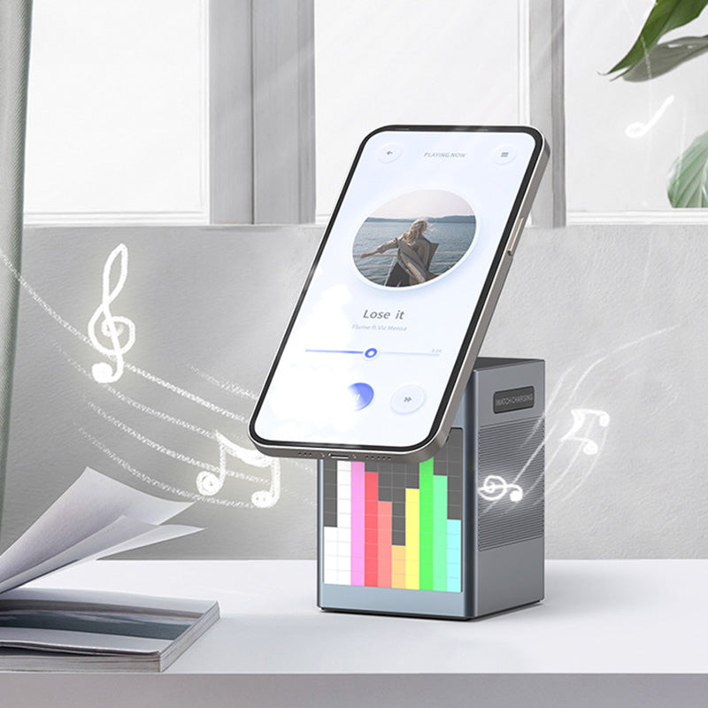 Multifunktionell Laddningsstation med Inbyggd Bluetooth-Högtalare och Klock