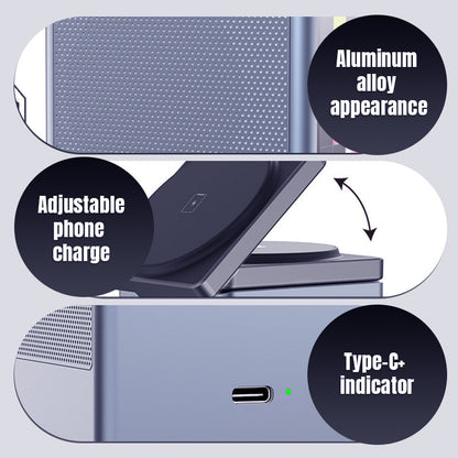Multifunktionell Laddningsstation med Inbyggd Bluetooth-Högtalare och Klock