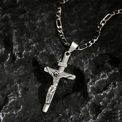 ✝️ 60% RABATT! ✨ Guldkrucifixhalsband – Detaljerat INRI-motiv, justerbar figarokedja och glittrande finish 💛