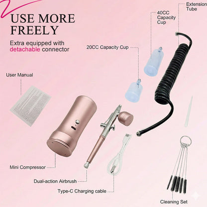 ✨🔥Trådlös Airbrush-kit med kompressor för smink💕