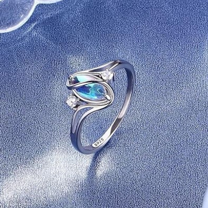 ✨💍60 % RABATT🔥 Geometrisk oval månstensring med zirkoniadetaljer – Mystisk, glittrande och tidlöst elegant! 🌙✨