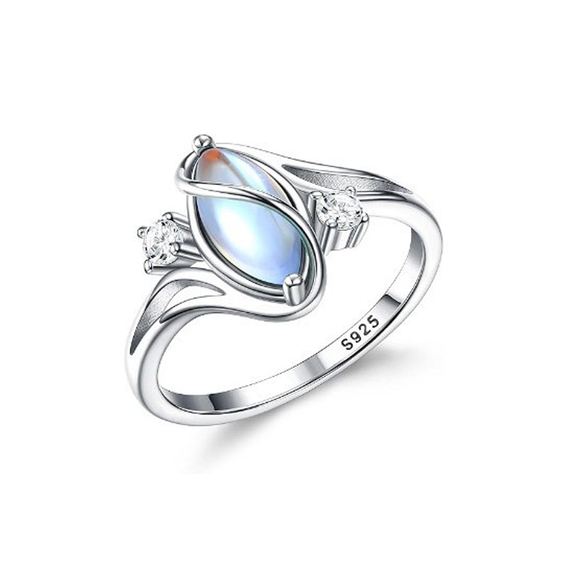 ✨💍60 % RABATT🔥 Geometrisk oval månstensring med zirkoniadetaljer – Mystisk, glittrande och tidlöst elegant! 🌙✨
