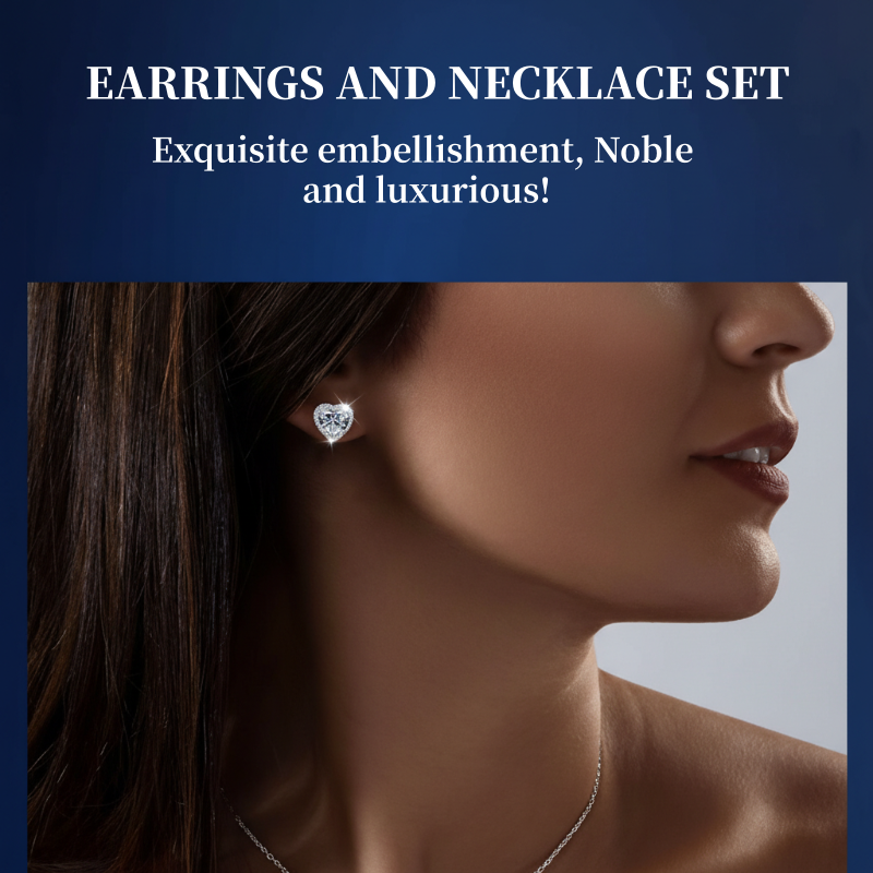 ⏳Begränsad tid – 50% rabatt⏰Hjärtformad kristallsmyckeset med halsband och örhängen