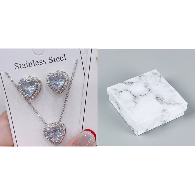 ⏳Begränsad tid – 50% rabatt⏰Hjärtformad kristallsmyckeset med halsband och örhängen