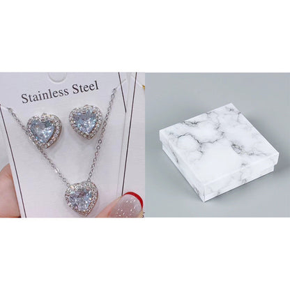 ⏳Begränsad tid – 50% rabatt⏰Hjärtformad kristallsmyckeset med halsband och örhängen