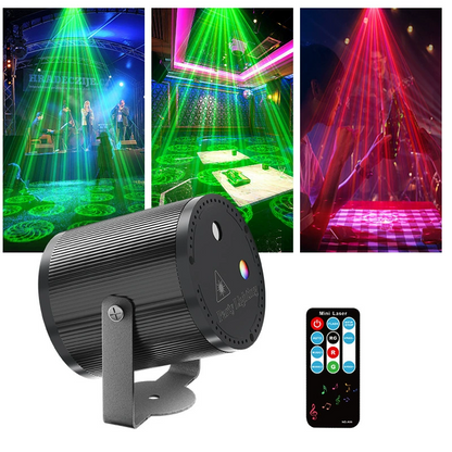 DJ-laserpartylampa med 7 ljuslägen och fjärrkontroll