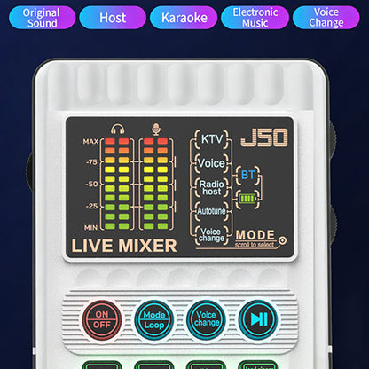 🎉Nyårspresent 50% RABATT!🎤Bärbart handhållet live-ljudkort (röstväxlare): Multifunktionella effekter + brusreducering – Streama överallt!