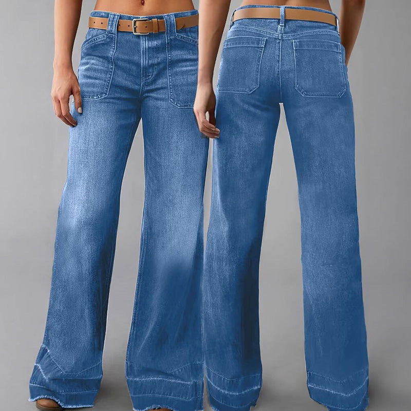 🎁 Nya Tillskott 2026 – 50% Rabatt 💥 Retro Flare Jeans för Kvinnor med Fickor