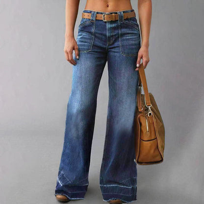 🎁 Nya Tillskott 2026 – 50% Rabatt 💥 Retro Flare Jeans för Kvinnor med Fickor