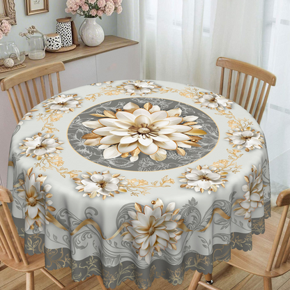Elegant vattentålig bordsduk med präglat blommönster