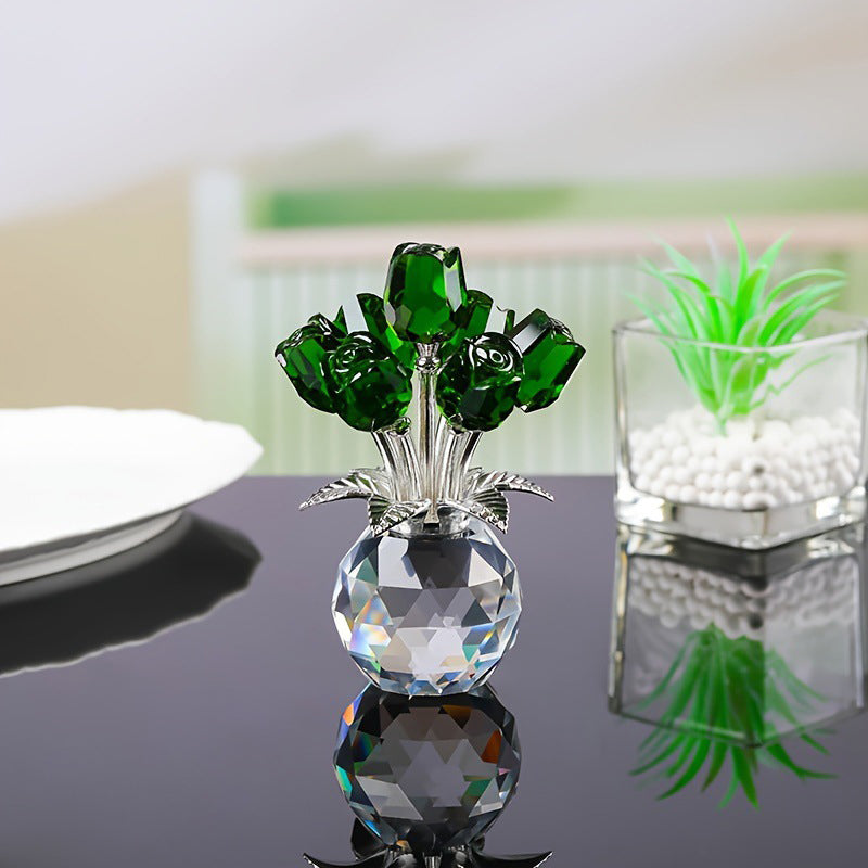 🎈Tidsbegränsad 50% rabatt🌹Evig Kristallrosblomma Figurin i Vas