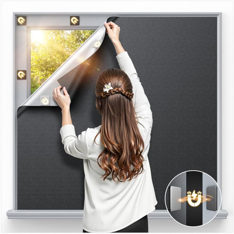 🪟 60% RABATT! ✨ Återanvändbar Magnetisk Mörkläggningsgardin – Lätt att installera, Tätningsfunktion & Perfekt för sömn 🛌