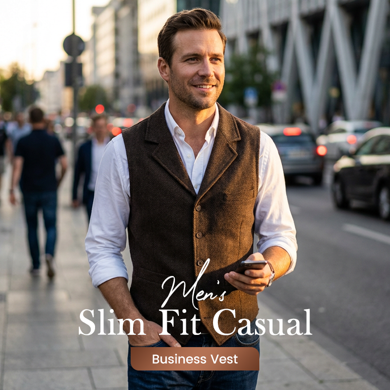 👔 60% RABATT! 🔥 Slim Fit-väst för Män – Casual Business Look, Elegant Design & Perfekt Passform 💼