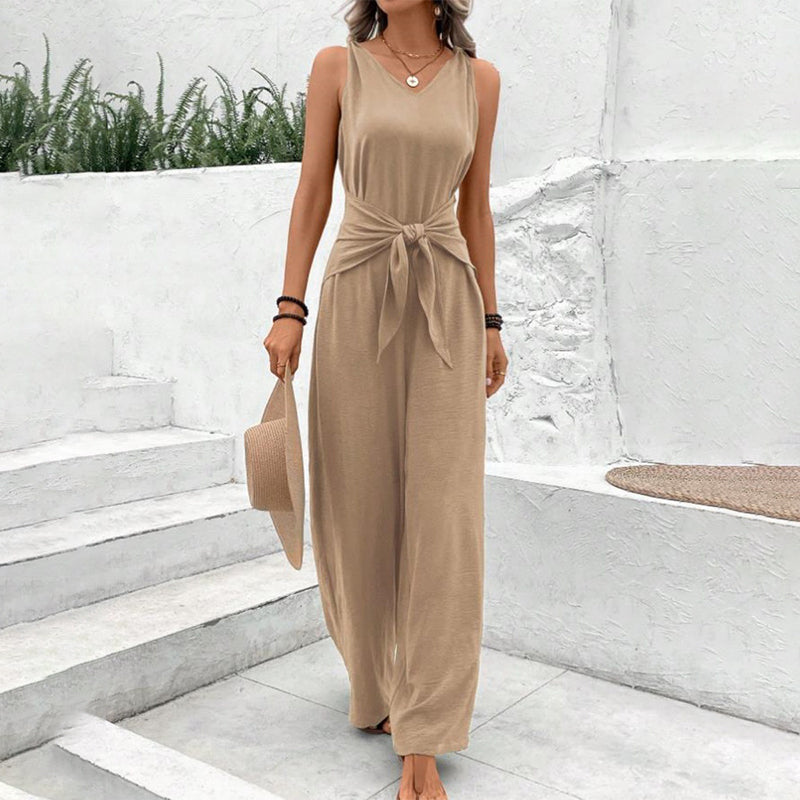 👗 60% RABATT! 💃 Kvinnors Enfärgad Jumpsuit med Midjebälte – Elegant Design, Figursydd & Perfekt För Fest & Vardag 🌸